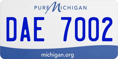 MI license plate DAE7002