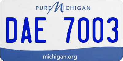MI license plate DAE7003