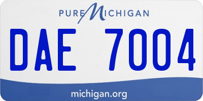 MI license plate DAE7004
