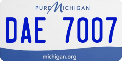 MI license plate DAE7007