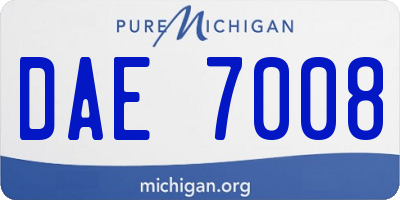MI license plate DAE7008