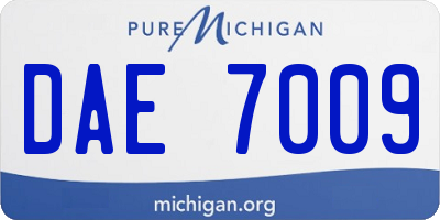 MI license plate DAE7009