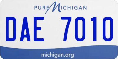 MI license plate DAE7010