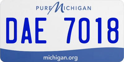 MI license plate DAE7018