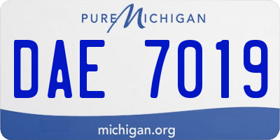 MI license plate DAE7019