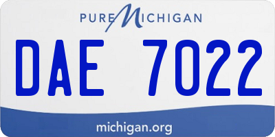 MI license plate DAE7022