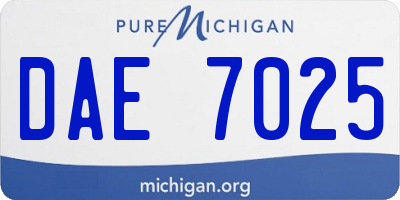 MI license plate DAE7025