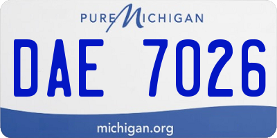 MI license plate DAE7026