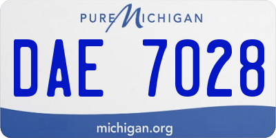 MI license plate DAE7028