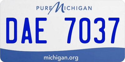 MI license plate DAE7037