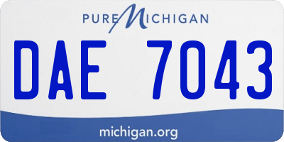 MI license plate DAE7043