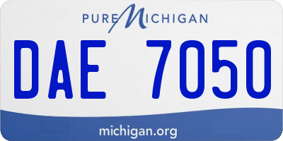 MI license plate DAE7050