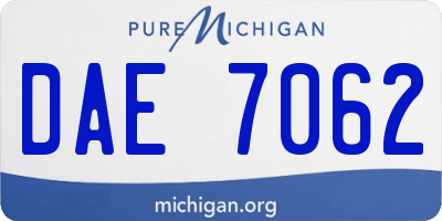 MI license plate DAE7062