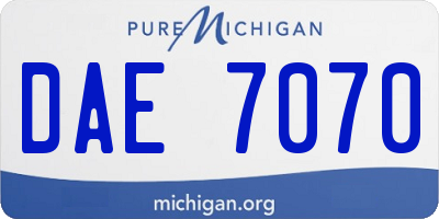 MI license plate DAE7070