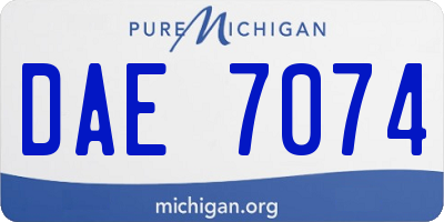 MI license plate DAE7074