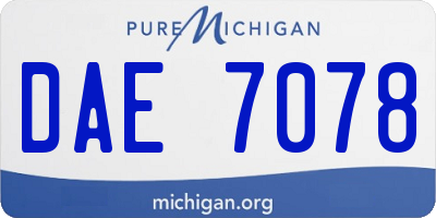 MI license plate DAE7078