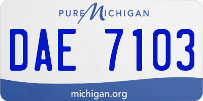 MI license plate DAE7103