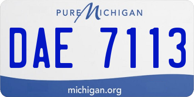MI license plate DAE7113