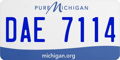 MI license plate DAE7114
