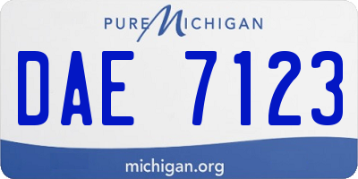 MI license plate DAE7123
