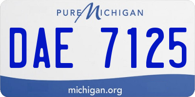 MI license plate DAE7125