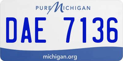 MI license plate DAE7136