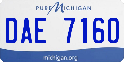 MI license plate DAE7160