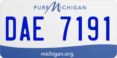 MI license plate DAE7191