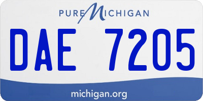 MI license plate DAE7205