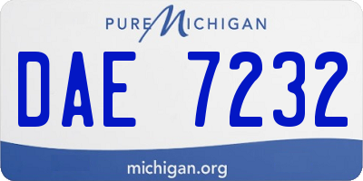 MI license plate DAE7232