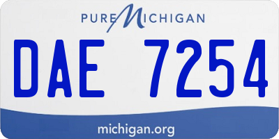 MI license plate DAE7254