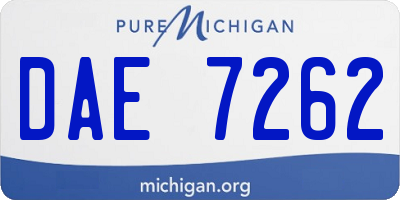 MI license plate DAE7262