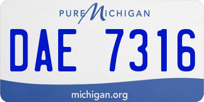 MI license plate DAE7316