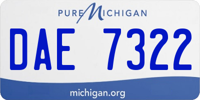 MI license plate DAE7322