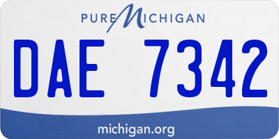 MI license plate DAE7342