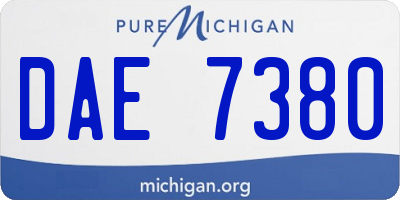 MI license plate DAE7380
