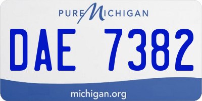 MI license plate DAE7382