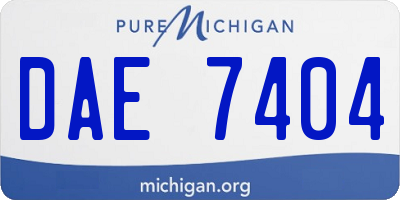MI license plate DAE7404
