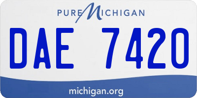 MI license plate DAE7420