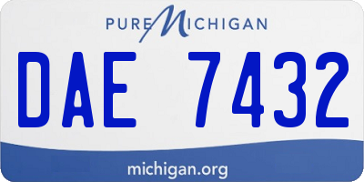 MI license plate DAE7432