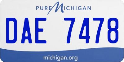 MI license plate DAE7478