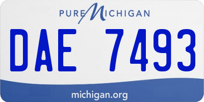 MI license plate DAE7493