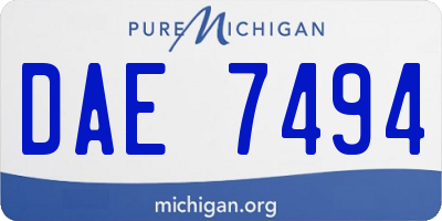 MI license plate DAE7494
