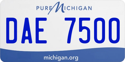 MI license plate DAE7500