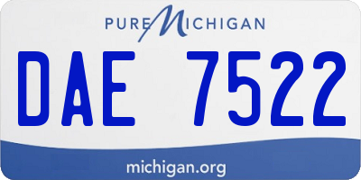 MI license plate DAE7522