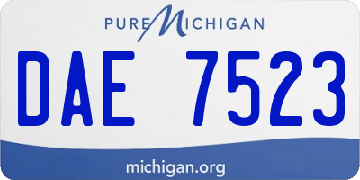 MI license plate DAE7523