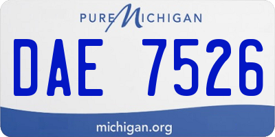 MI license plate DAE7526