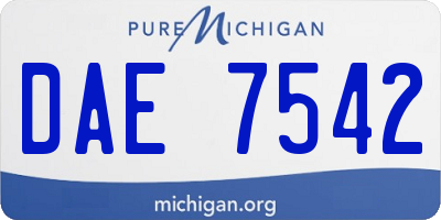 MI license plate DAE7542