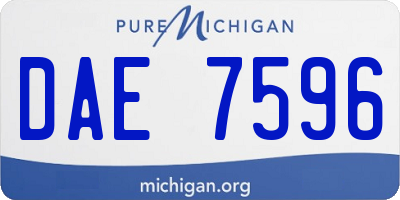 MI license plate DAE7596