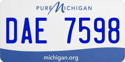 MI license plate DAE7598